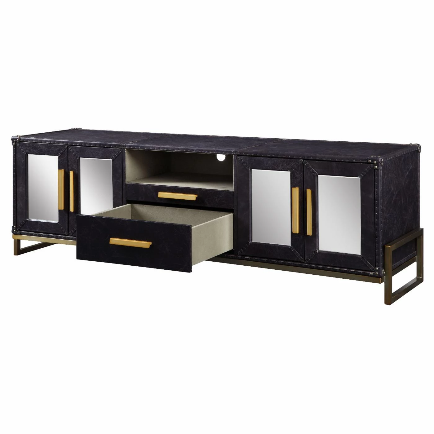 Hot Sale ๐ TV Stands Acme Furniture Keegan Leather TV Stand - Antique Ebony ๐ - Image 4