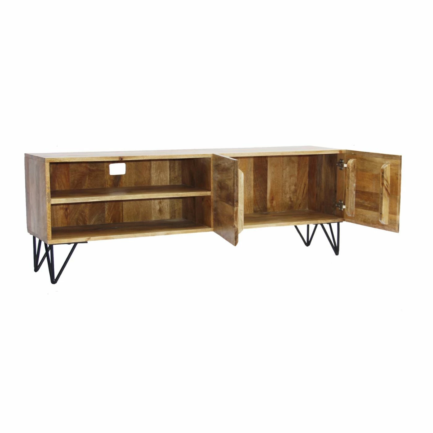 Budget π TV Stands Benzara Industrial Style Mango Wood And Metal TV Stand π― - Image 4