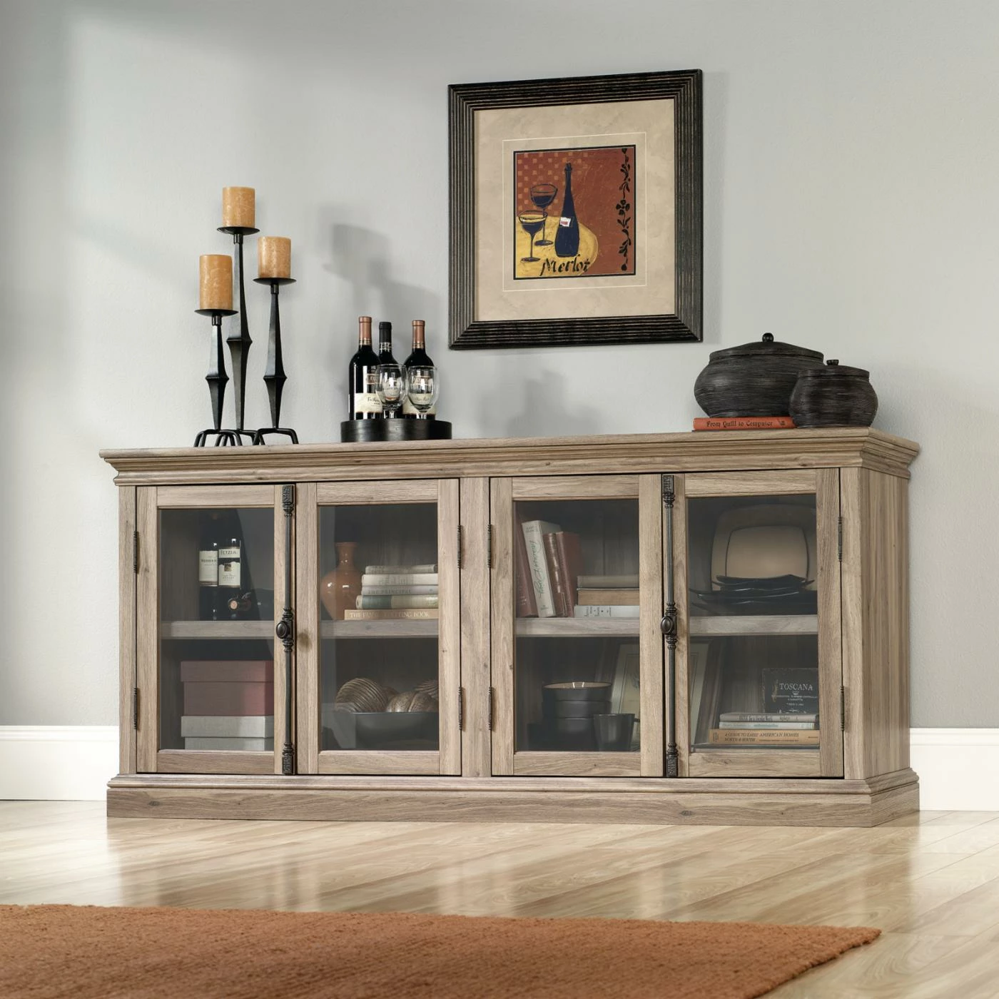 Best Pirce β€οΈ TV Stands Sauder Barrister Lane Storage Credenza TV Stand - Salt Oak β - Image 4