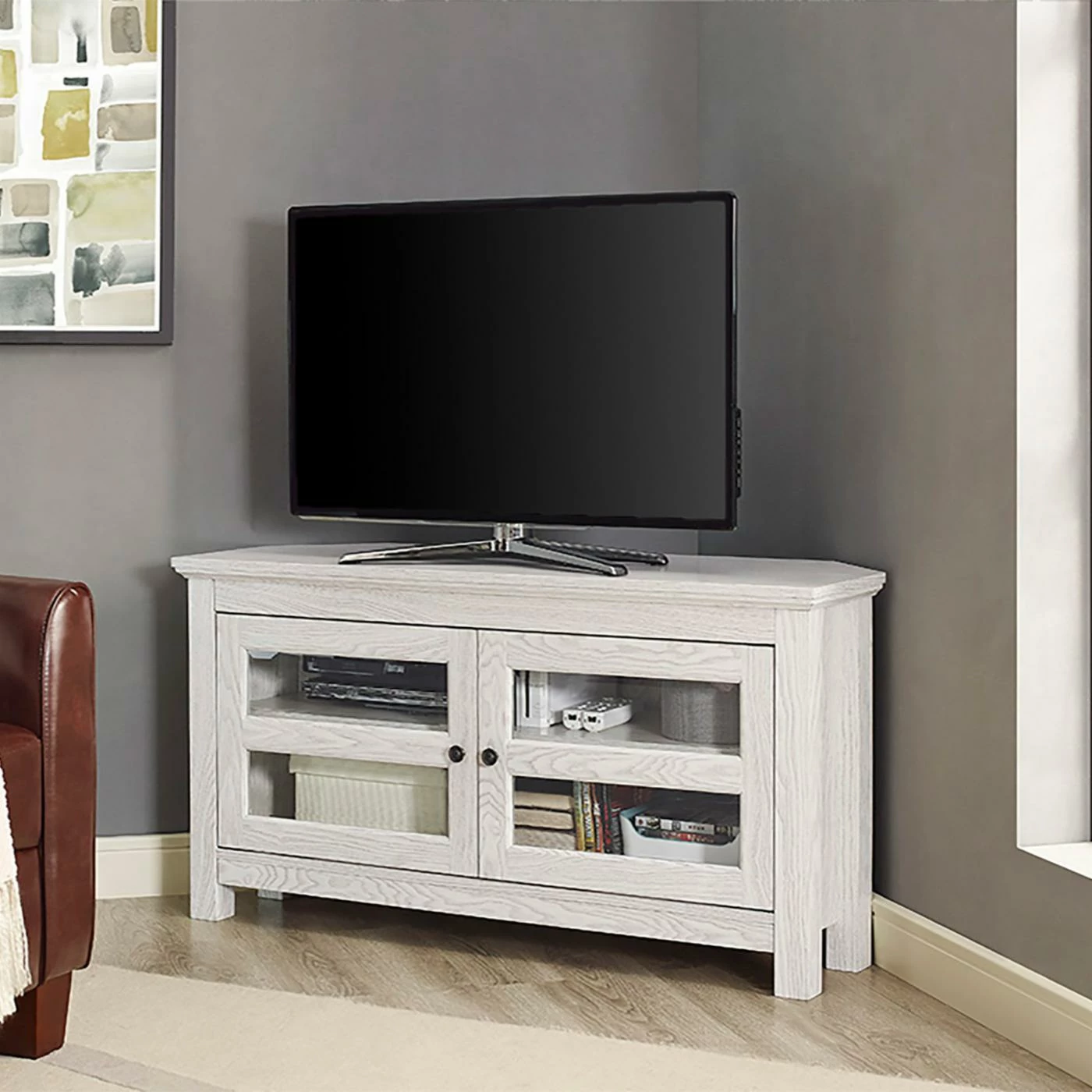 Buy 🛒 TV Stands Manor Park 44-in. Wood Corner TV Media Stand Storage Console 💯 - Image 4