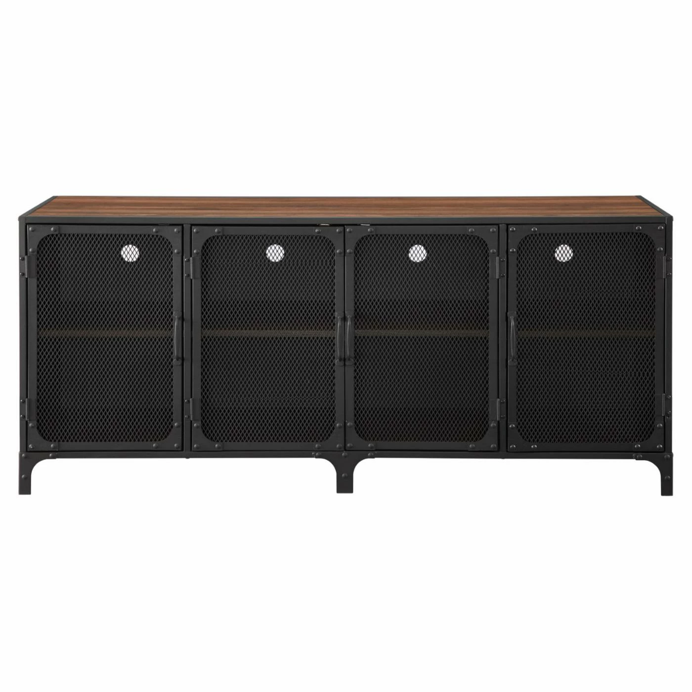 Best Sale π TV Stands Manor Park Industrial Wood And Metal TV Stand - Dark Walnut π - Image 4