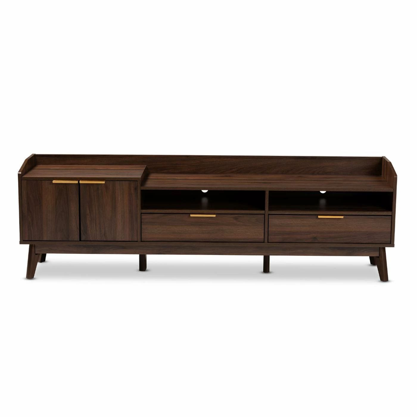 Outlet π TV Stands HN Home Wadsworth Mid-Century Modern Walnut Brown Finished 2 Drawer Wood TV Stand π - Image 4