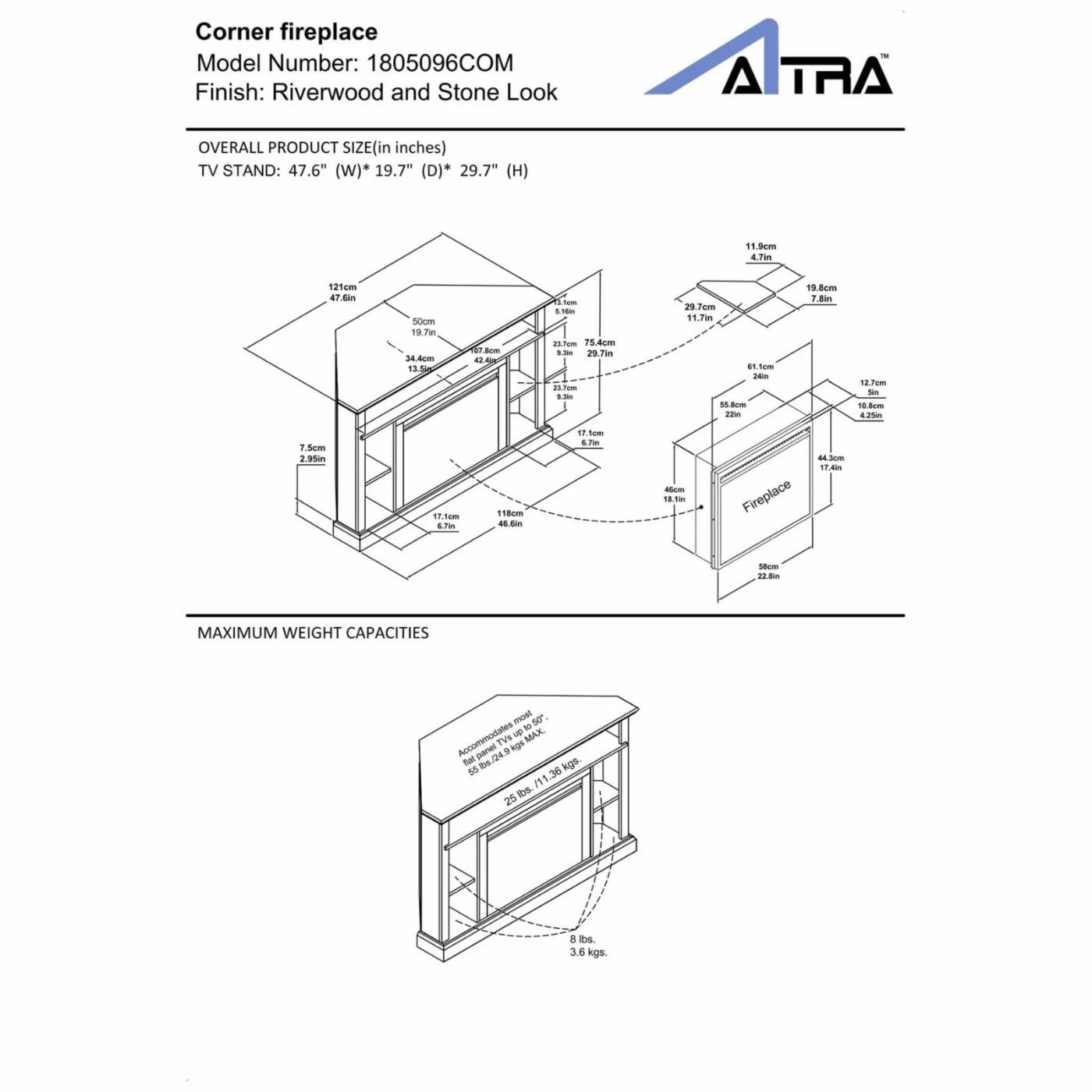 Outlet ๐ Altra Furniture TV Stands Altra Overland 47.6 In. Electric Corner Fireplace - Espresso ๐งจ - Image 6