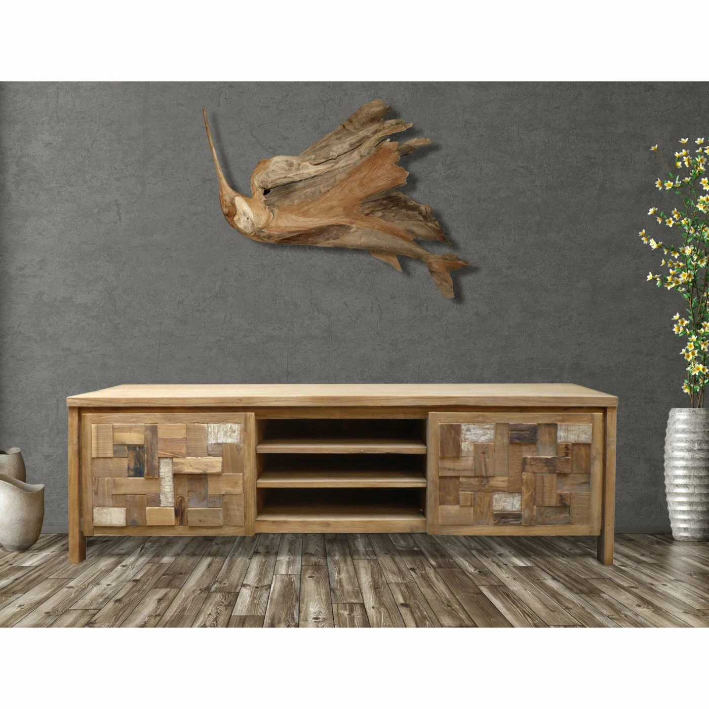 Wholesale ⭐ TV Stands Chic Teak Mosaic Brown TV Stand 🤩 - Image 6