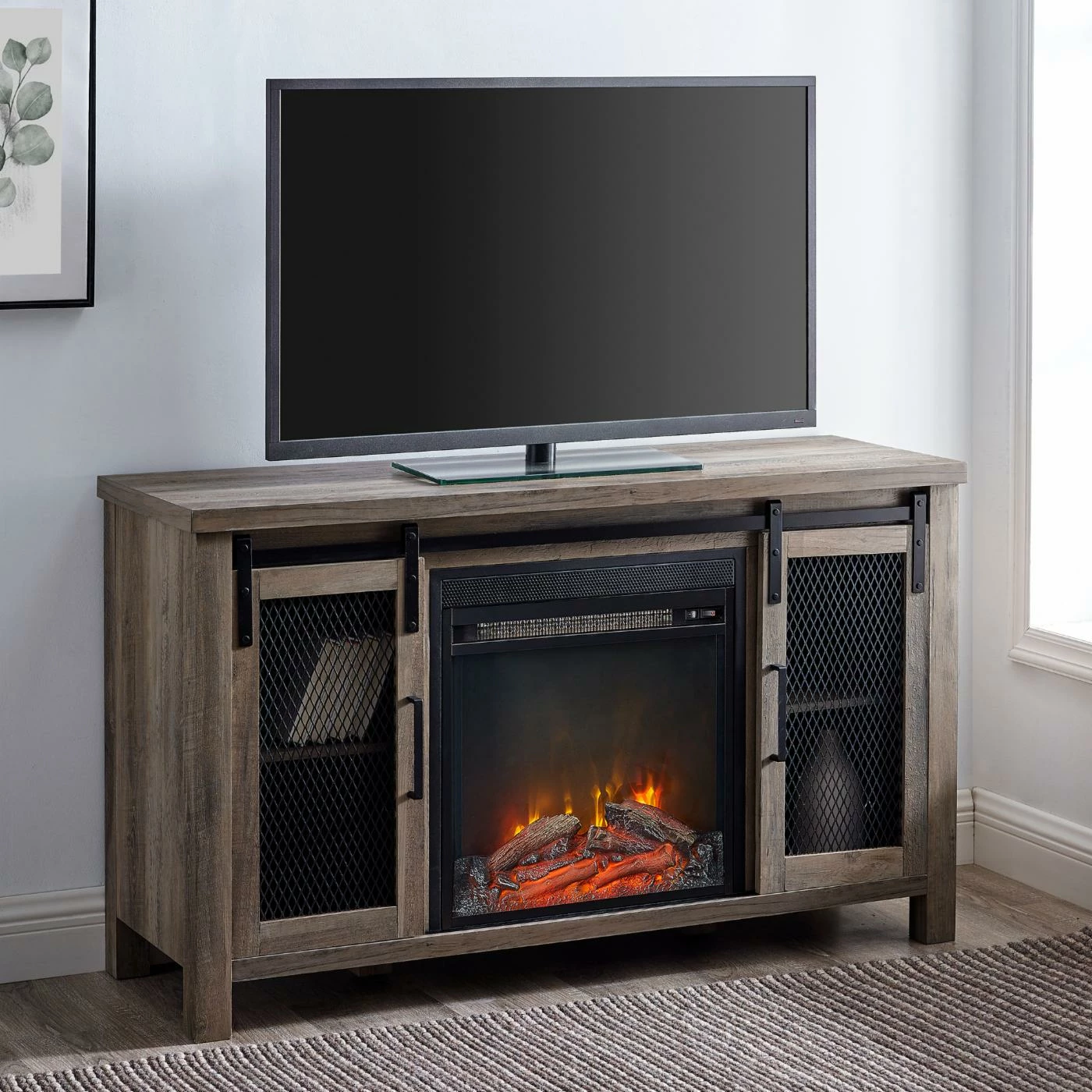 Outlet ๐ TV Stands Manor Park 48 In. Rustic Farmhouse Fireplace TV Stand ๐ - Image 6