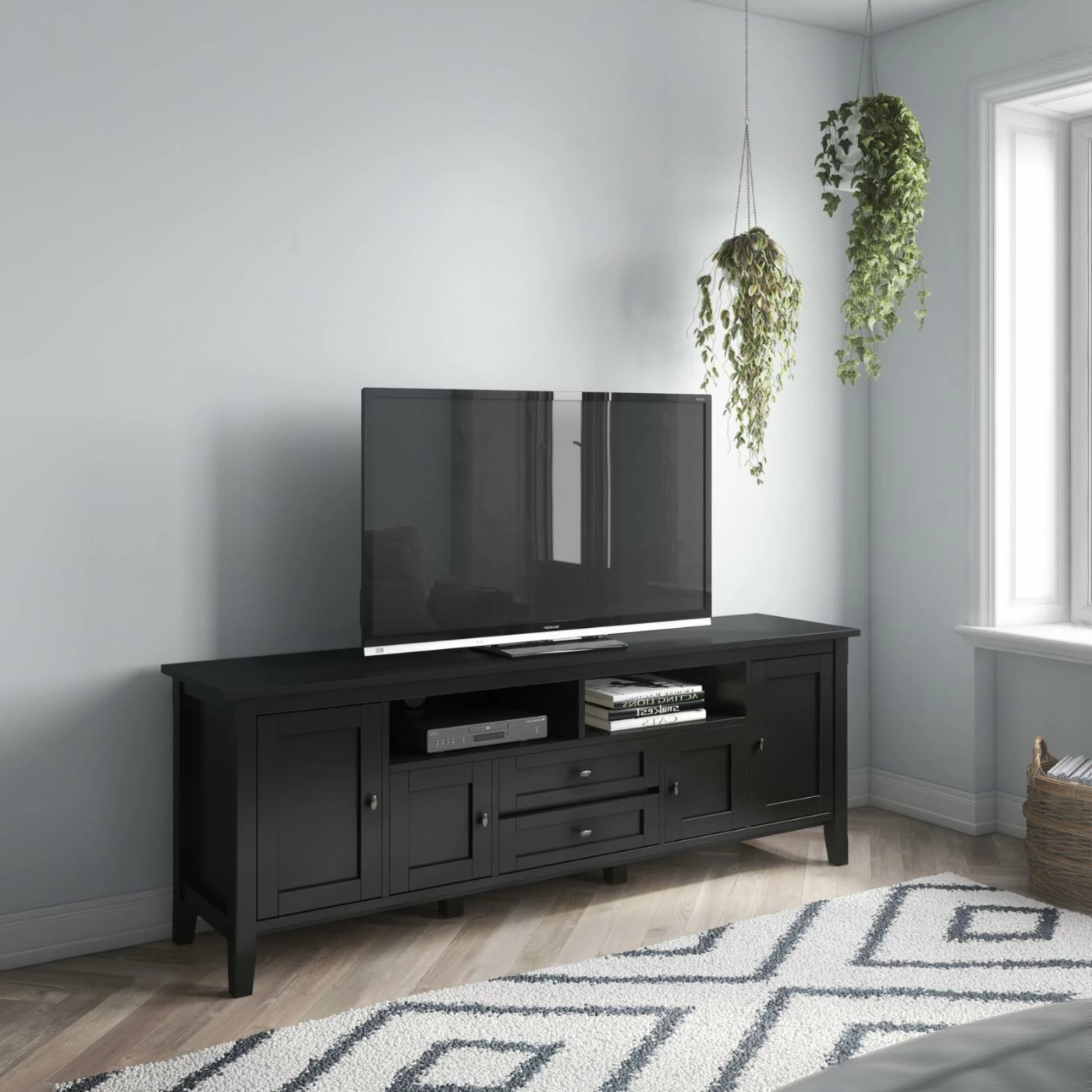 Budget ๐ Brooklyn & Max TV Stands Brooklyn + Max Lexington Pine Wood 4 Door Rustic TV Media Stand โจ - Image 7