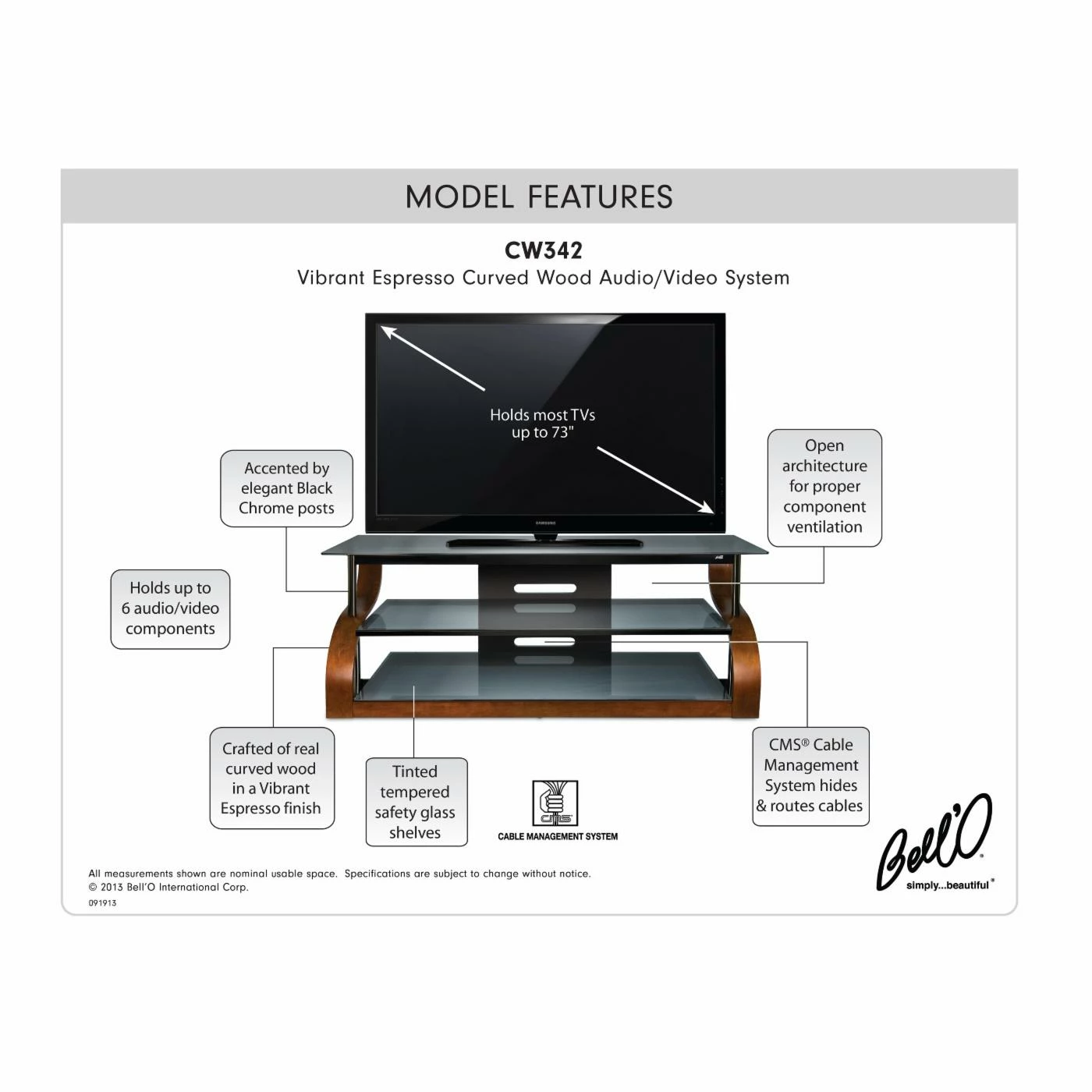 Flash Sale π€© TV Stands BellO 65 In. Curved TV Stand - Vibrant Espresso π - Image 7