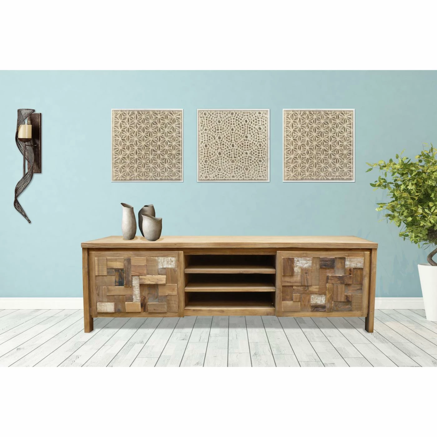 Wholesale ⭐ TV Stands Chic Teak Mosaic Brown TV Stand 🤩 - Image 8