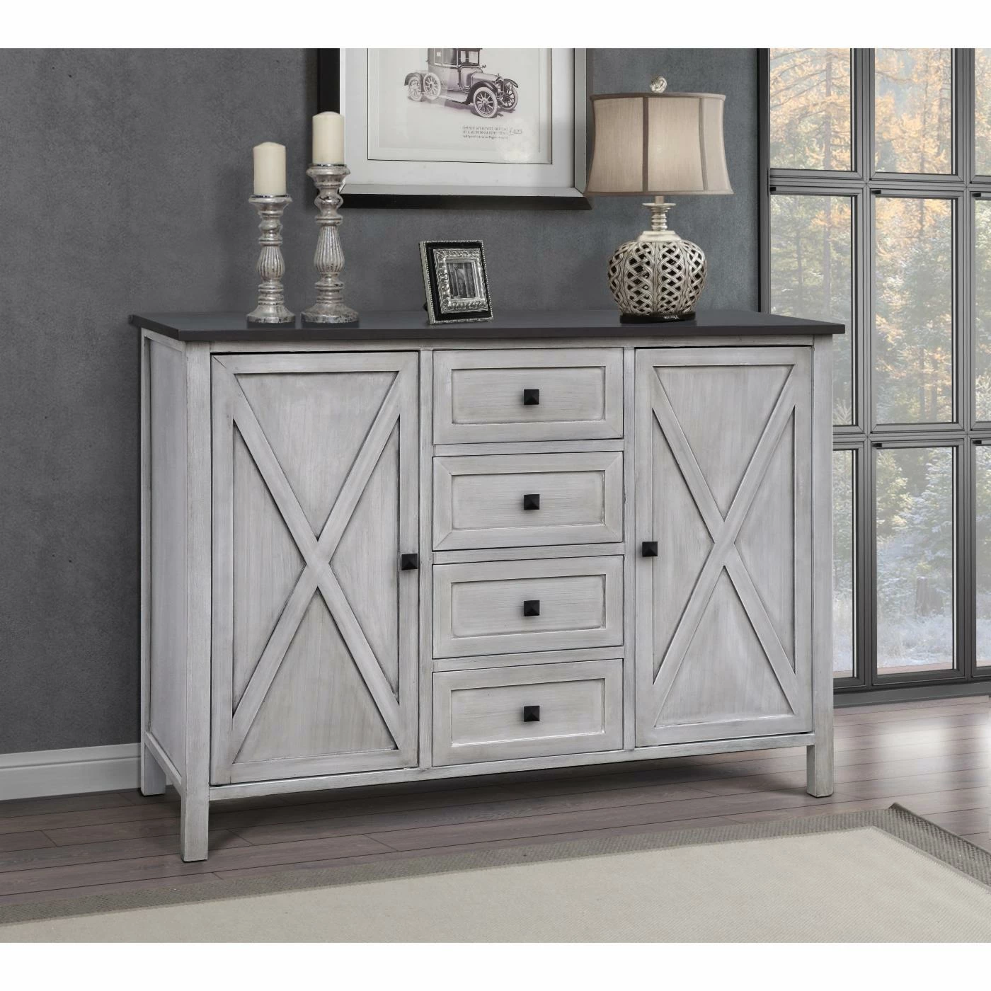 Promo ๐ฅ TV Stands Gallerie Decor Framingham Farmhouse 4 Drawer 2 Door Cabinet ๐งจ - Image 8