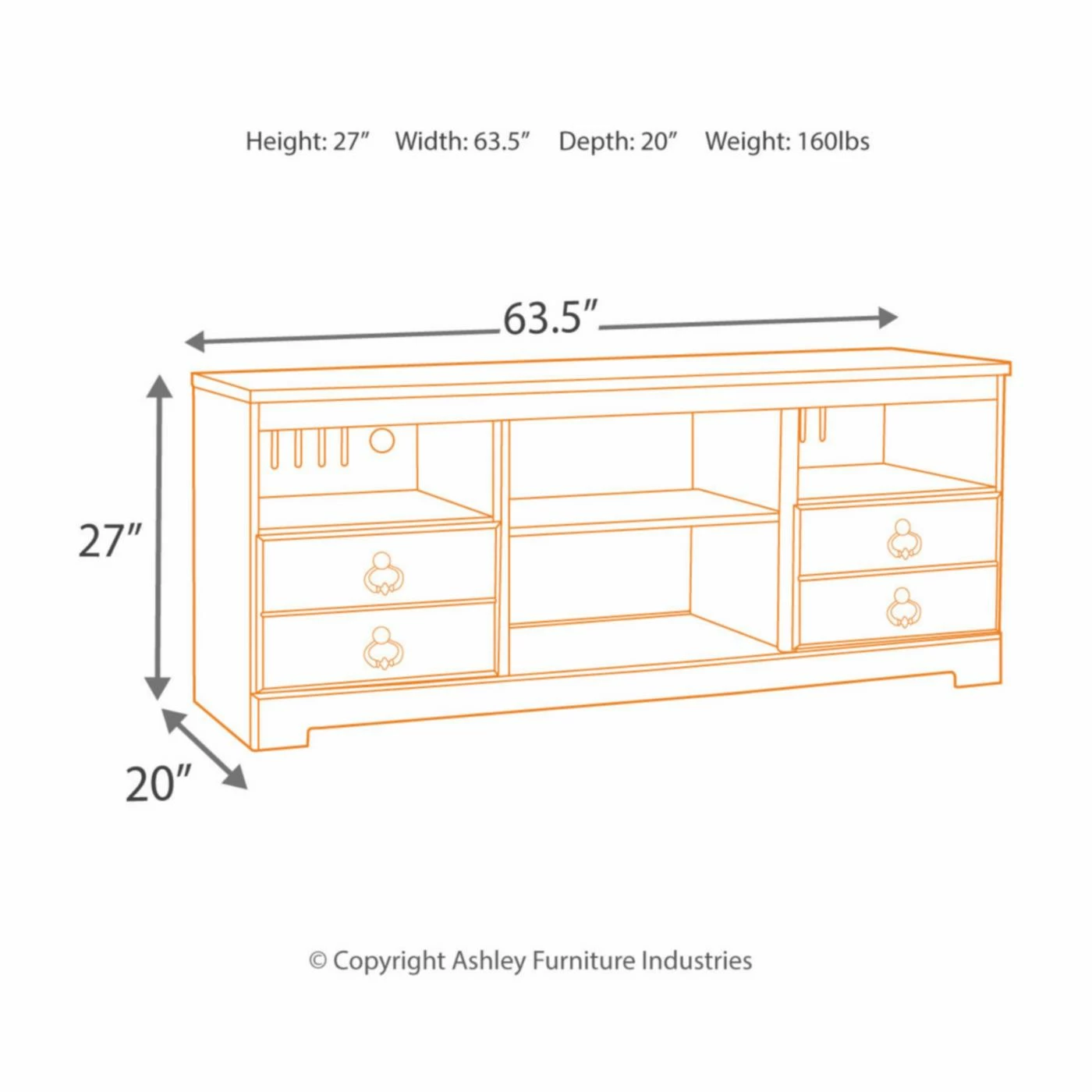 Budget ๐ TV Stands Signature Design By Ashley Willowton TV Stand - Whitewash ๐ - Image 6