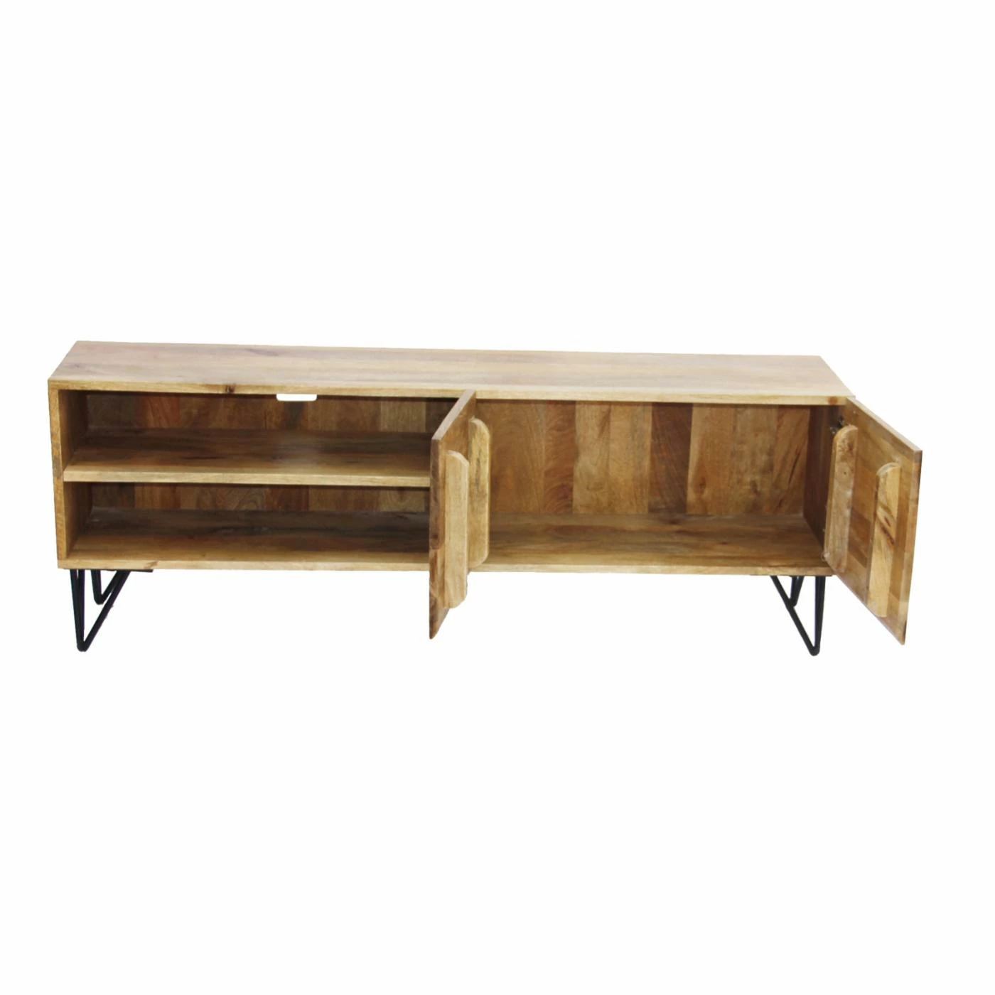 Budget π TV Stands Benzara Industrial Style Mango Wood And Metal TV Stand π― - Image 3