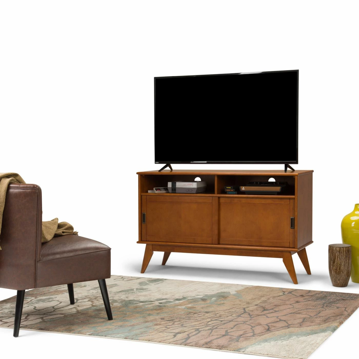 Cheapest โ๏ธ Brooklyn & Max TV Stands Brooklyn + Max Baxter Solid Hardwood Sliding Door TV Media Stand โจ - Image 3
