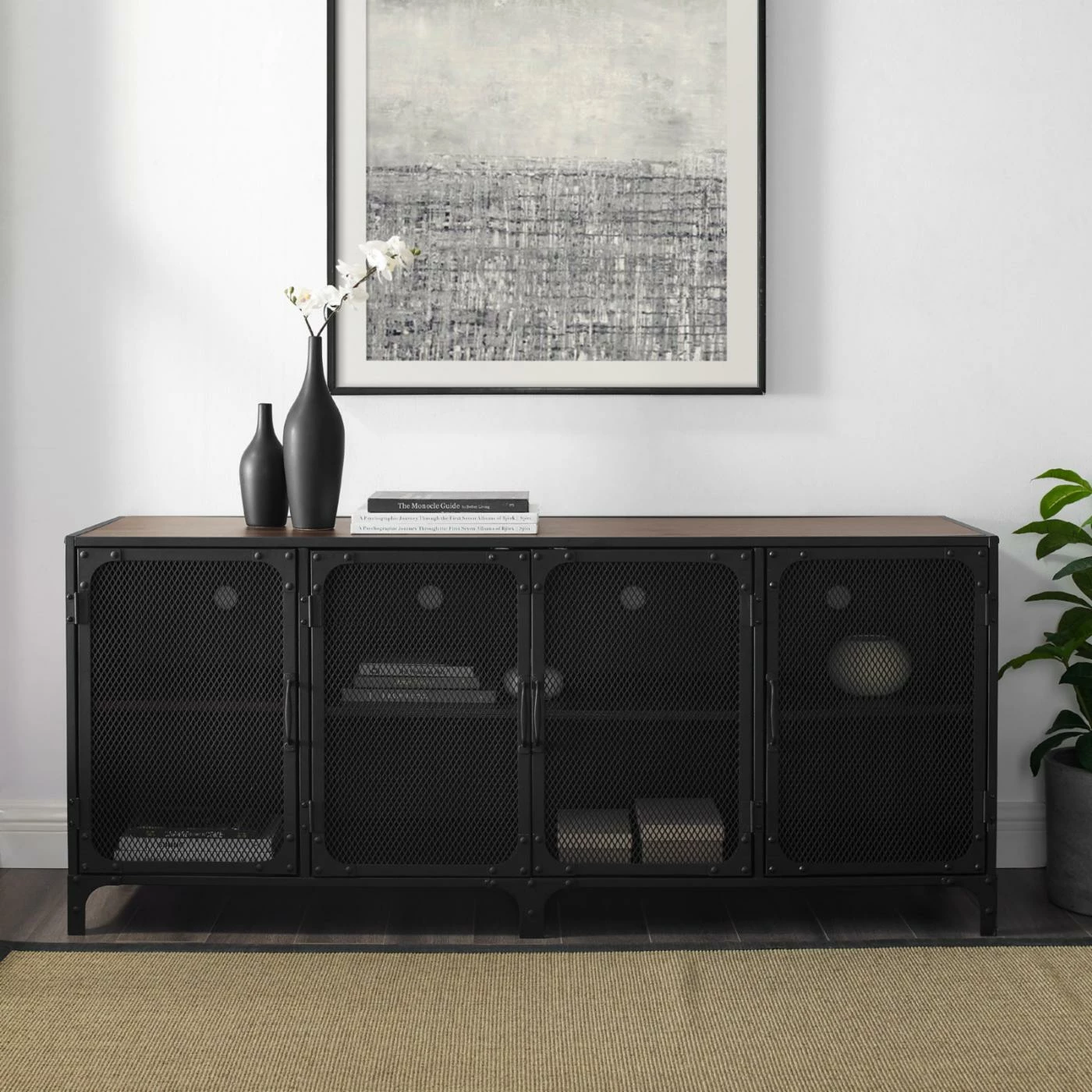 Best Sale π TV Stands Manor Park Industrial Wood And Metal TV Stand - Dark Walnut π - Image 3