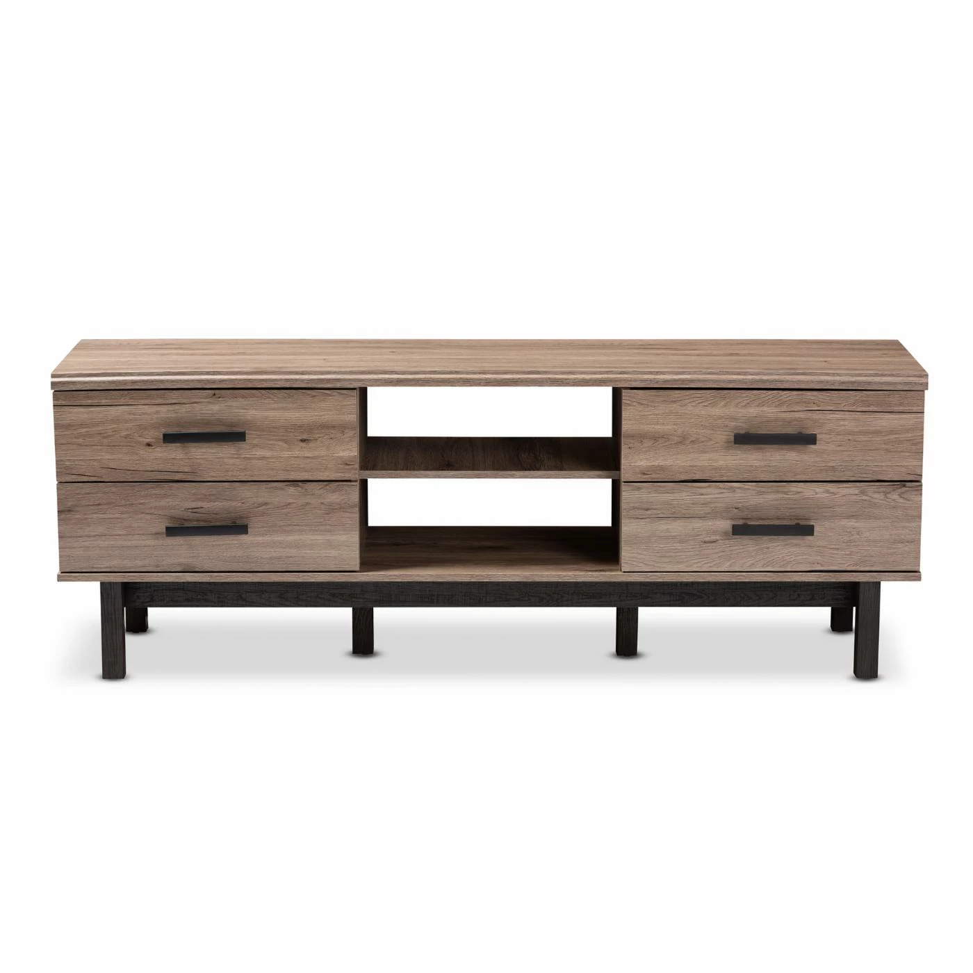 Wholesale π₯ TV Stands Baxton Studio Arend Contemporary 4 Drawer TV Stand - Oak/Ebony βοΈ - Image 3