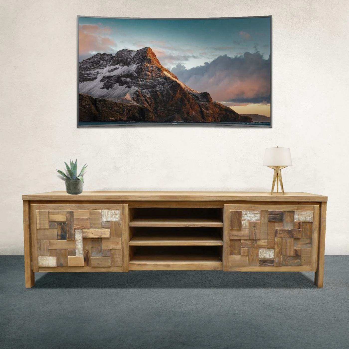 Wholesale ⭐ TV Stands Chic Teak Mosaic Brown TV Stand 🤩 - Image 2