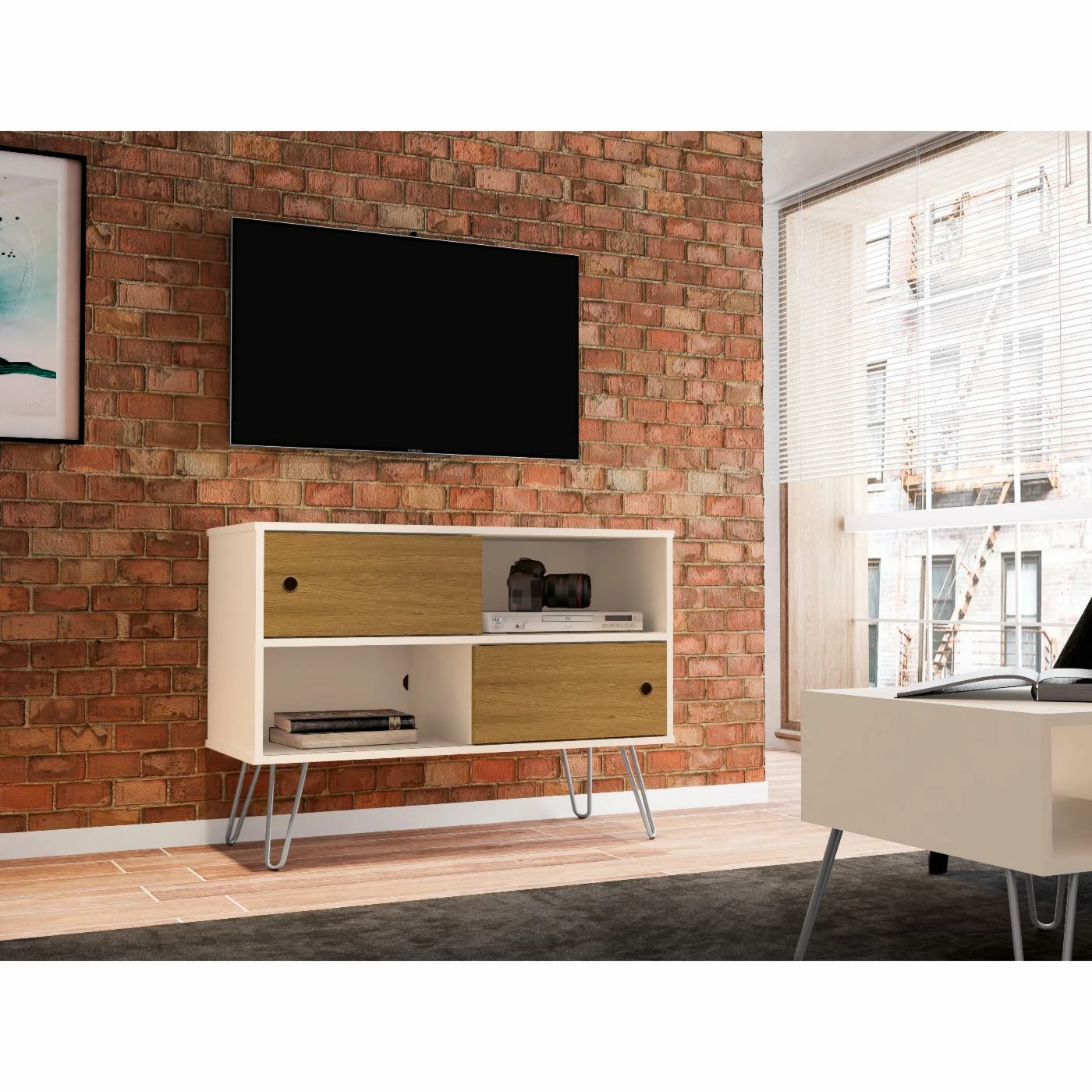 Hot Sale π TV Stands Manhattan Comfort Baxter Mid Century/Modern Sliding Door TV Stand π - Image 2