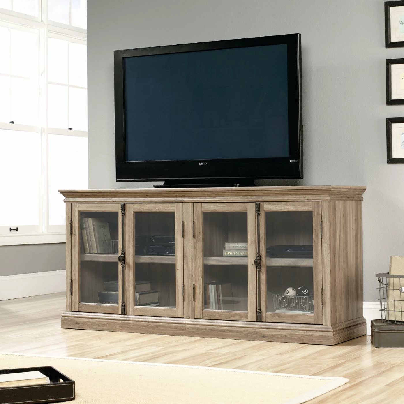 Best Pirce β€οΈ TV Stands Sauder Barrister Lane Storage Credenza TV Stand - Salt Oak β - Image 2