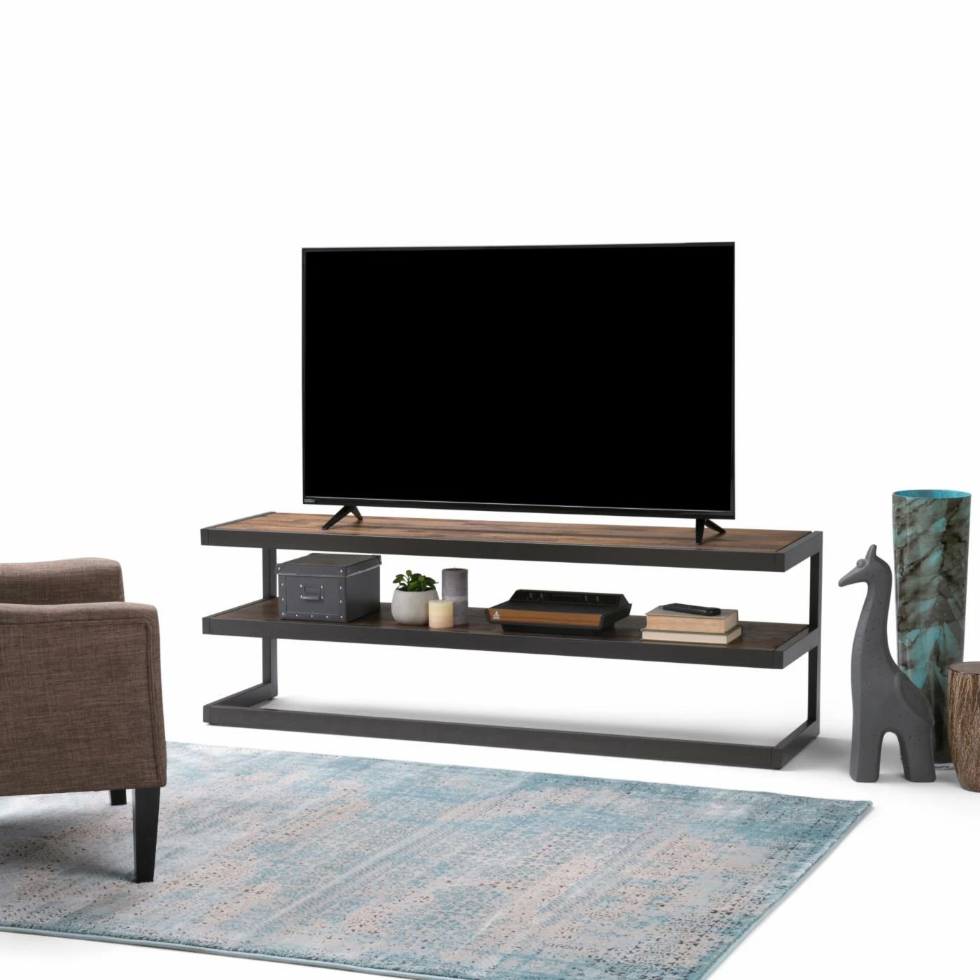 Best deal 𧨠Brooklyn & Max TV Stands Brooklyn + Max Larny Solid Acacia Wood Industrial TV Media Stand - Rustic Natural Aged Brown β€οΈ - Image 2