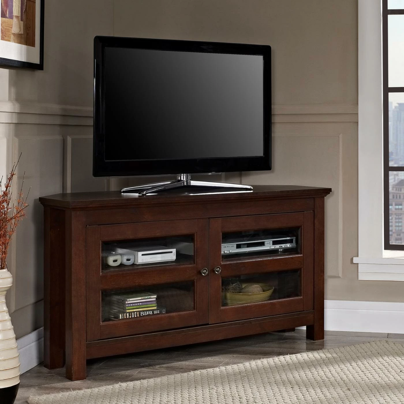 Buy 🛒 TV Stands Manor Park 44-in. Wood Corner TV Media Stand Storage Console 💯 - Image 2