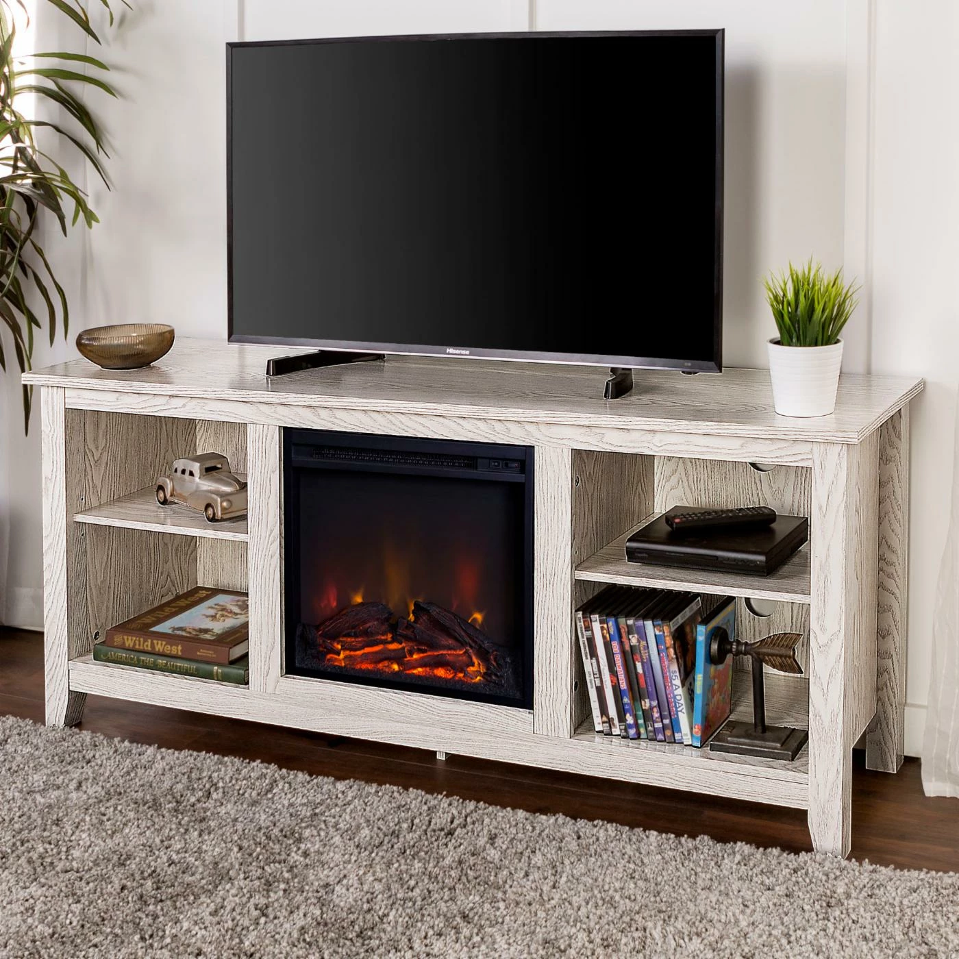 Cheapest π TV Stands Walker Edison Fireplace TV Stand - White Wash π₯ - Image 2