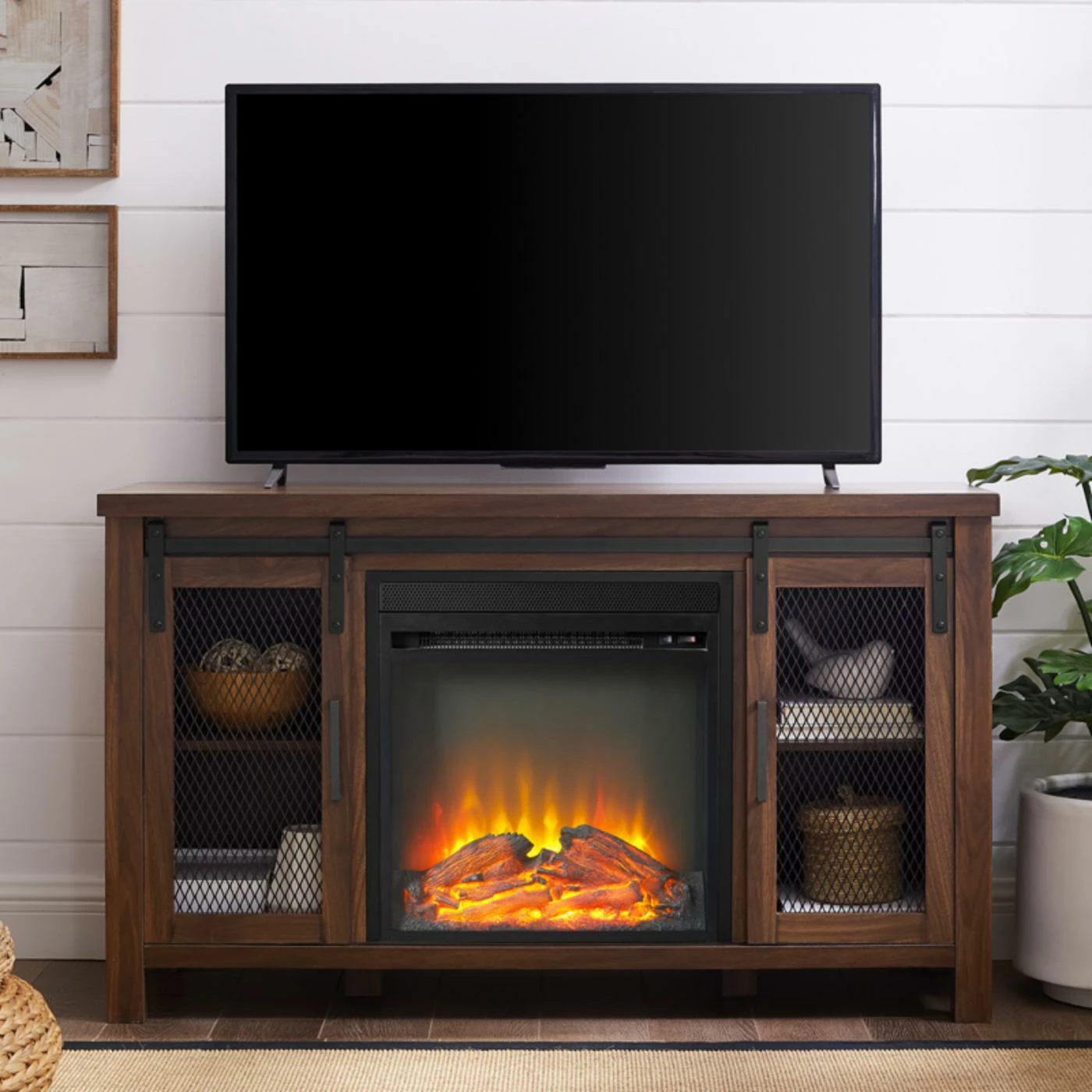 Outlet ๐ TV Stands Manor Park 48 In. Rustic Farmhouse Fireplace TV Stand ๐ - Image 2