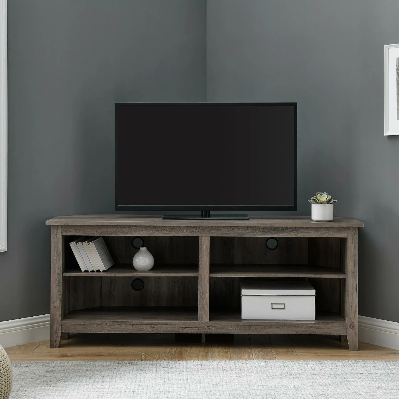 Buy β TV Stands Manor Park Transitional Corner TV Stand - Grey Wash β - Image 2