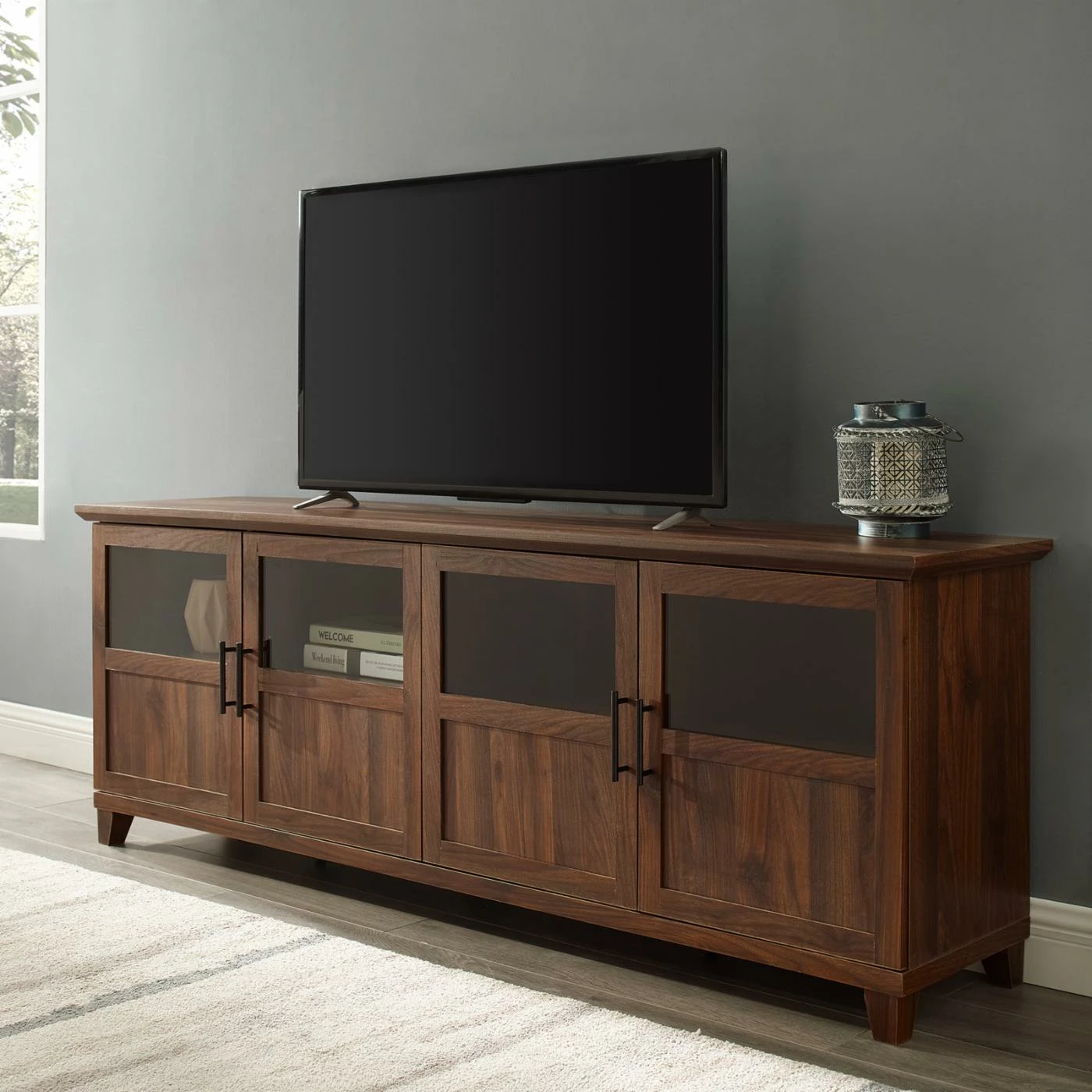Cheap βοΈ TV Stands Manor Park Wood And Glass Panel Door TV Stand β - Image 2
