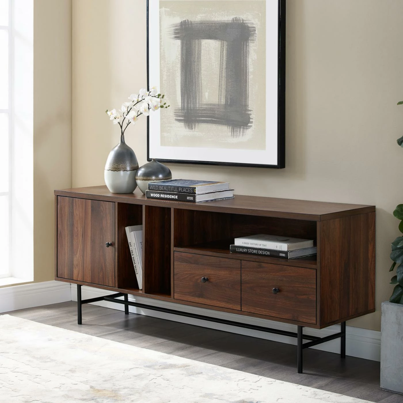 Deals π TV Stands Manor Park Modern TV Console With Record Storage π - Image 2