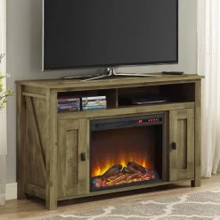 Deals ⌛ TV Stands Altra Furniture Farmington 50 In. Electric Media Fireplace - Heritage Light Pine 🌟