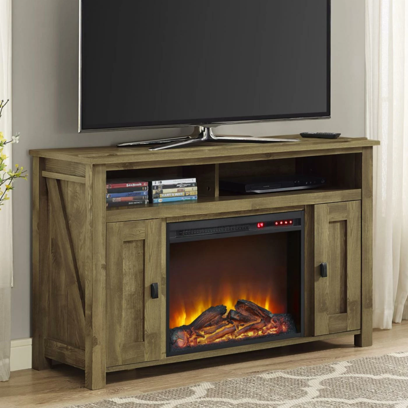 Deals β TV Stands Altra Furniture Farmington 50 In. Electric Media Fireplace - Heritage Light Pine π