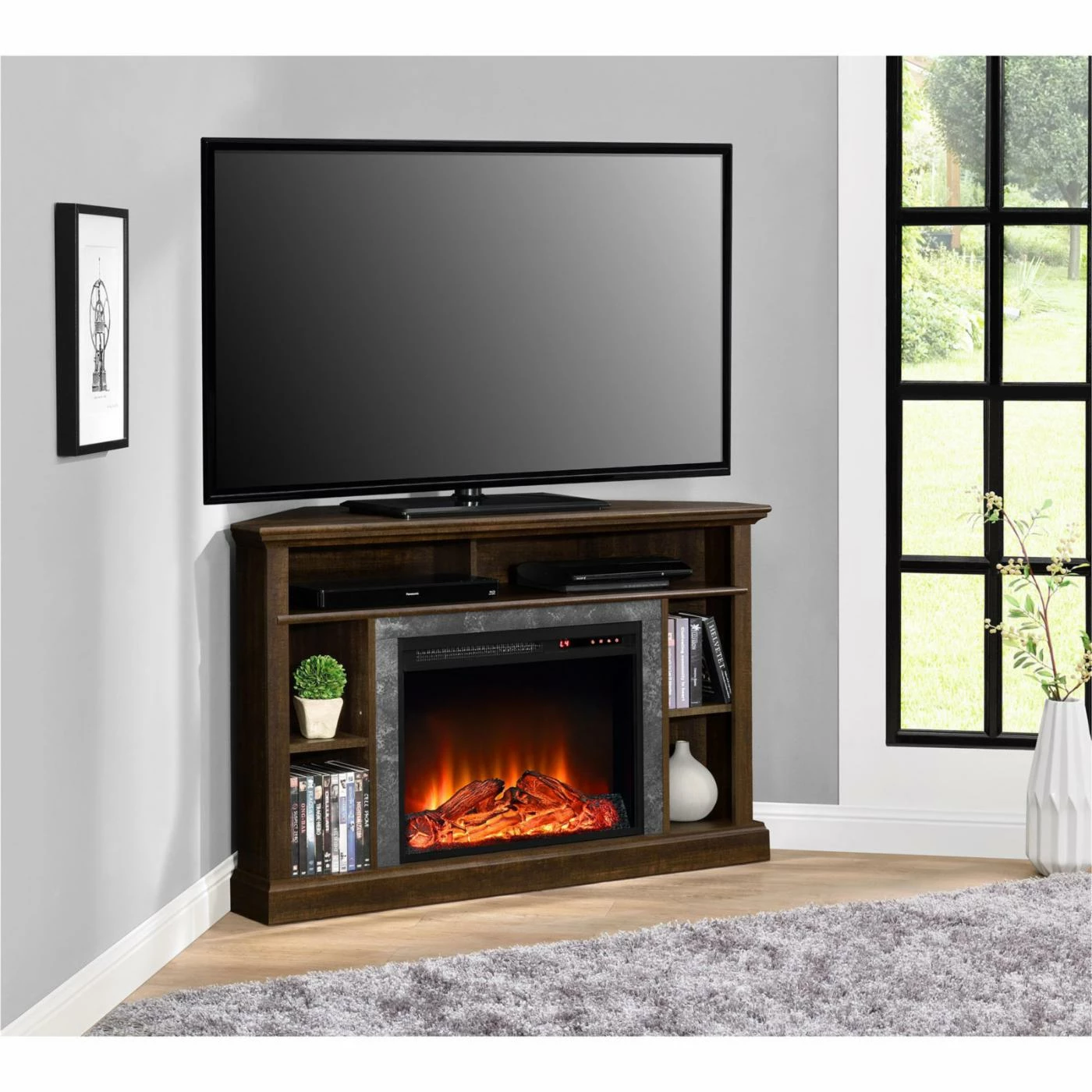 Outlet ๐ Altra Furniture TV Stands Altra Overland 47.6 In. Electric Corner Fireplace - Espresso ๐งจ