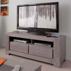 Best reviews of ❤️ TV Stands Parisot Titan Grey Solid Oak TV Stand / Unit With 2 Drawers And Shelves 💯