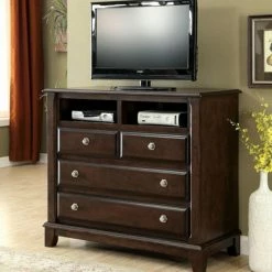 Best Sale 🌟 TV Stands Benzara Wooden Media Chest With 4-Drawers 🧨