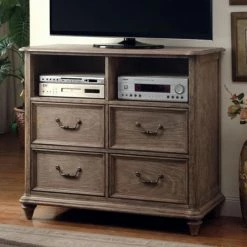 Cheap 🛒 TV Stands Benzara Rustic Wooden Media Chest With Open Shelves 👏