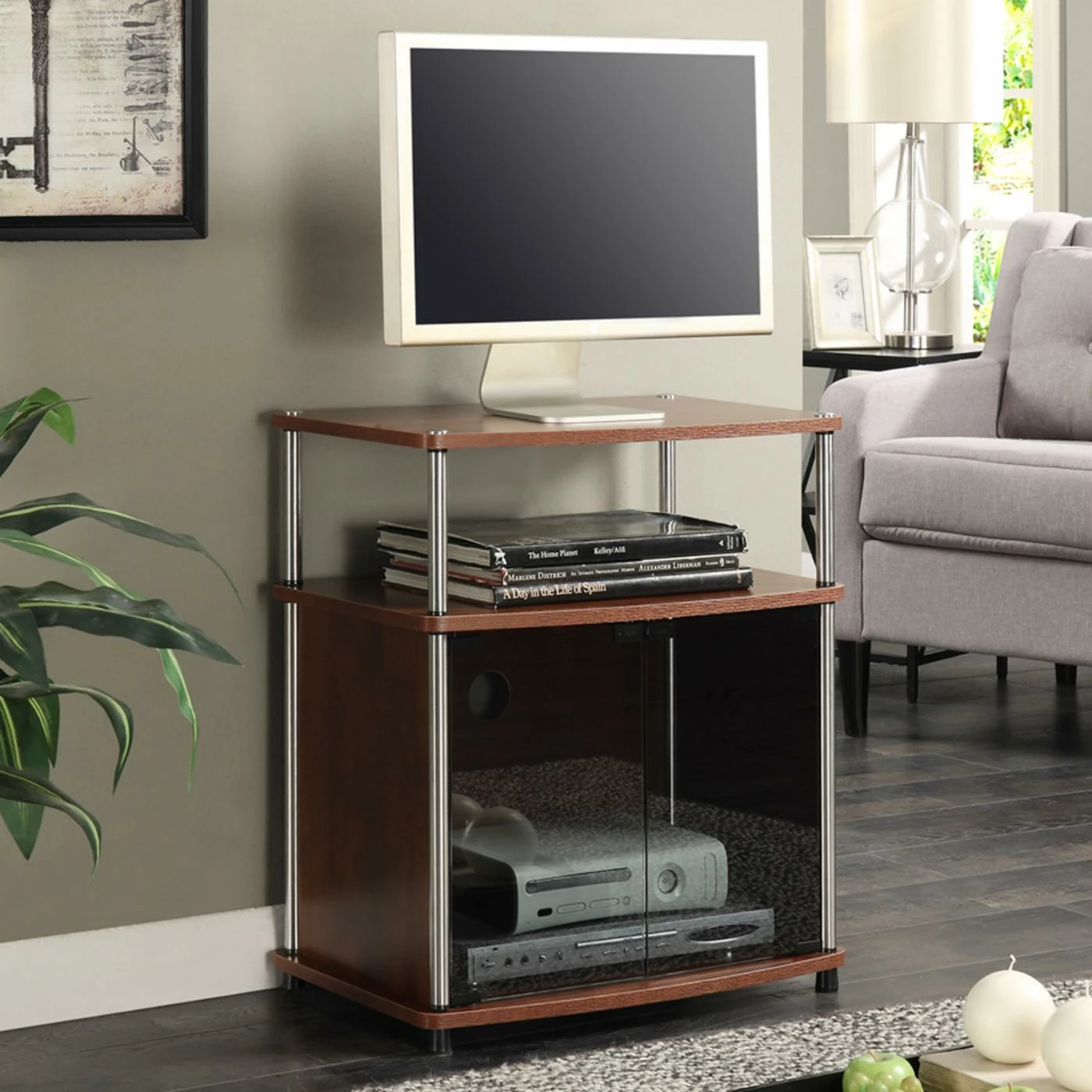 Flash Sale ๐ TV Stands Convenience Concepts TV Stand With Black Glass Cabinet โจ