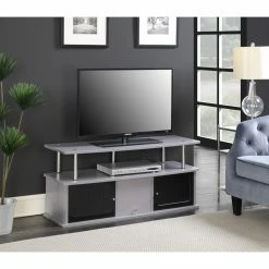 Buy 🧨 TV Stands Convenience Concepts Designs2Go Gray TV Stand With 3 Cabinets 👏