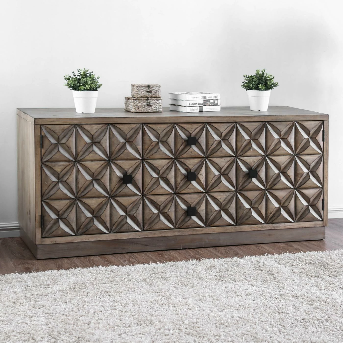 Best deal โ๏ธ TV Stands Furniture Of America Martino Geometric Carved TV Stand ๐