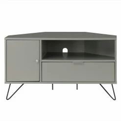 Coupon 🤩 TV Stands Furniture Of America Hutson 1-Open Shelf Corner TV Console - Gray 🔔