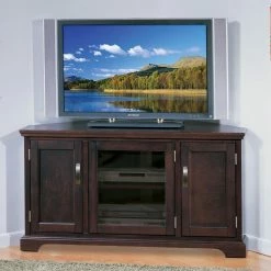 Wholesale ✨ TV Stands Leick Home 81385 Riley Holliday Chocolate 46 In. Corner TV Console With Storage 🌟