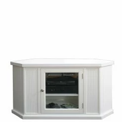 Budget 🎁 TV Stands Leick Home One Door Corner TV Stand With Adjustable Shelf For 50" TV's, White ⌛