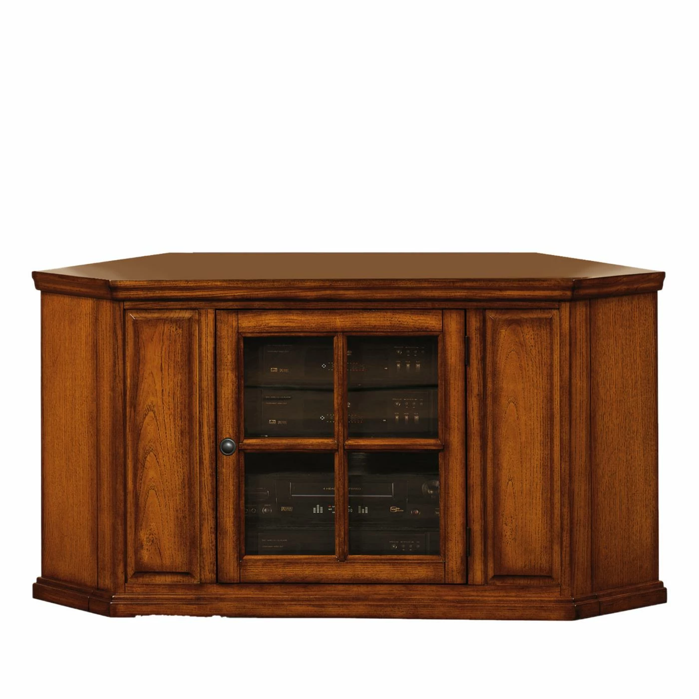 Outlet 𧨠TV Stands Leick Home One Door Corner TV Stand With Adjustable Shelf For 50 In. TV's, Burnished Medium Oak π