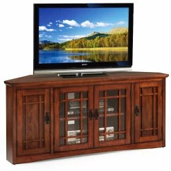 Cheapest π― TV Stands Leick Home Mission Corner TV Stand With Enclosed Storage For 60" TV's, Mission Oak π