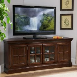 Wholesale 😉 TV Stands Leick Home 4 Door Corner TV Console With Lever Handles 👏