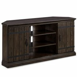 Buy ❤️ TV Stands Leick Home Hunt Club Two Door Rustic Oak Corner TV Stand With Open Component Storage For 60" TV's, Burnished Laurel Oak 😀