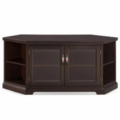 Top 10 ✔️ TV Stands Leick Home Corner TV Stand With Bookcase Display For 60" TV's, Chocolate Cherry And Bronze Glass 🌟