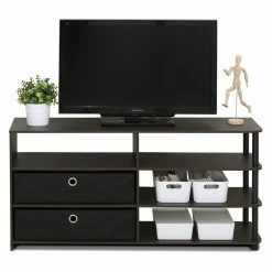 Budget 🔥 TV Stands Furinno Jaya Simple Design TV Stand With Bins 🎁