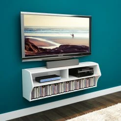 Cheap 🔥 TV Stands Prepac White Altus Wall Mounted Audio/Video Console TV Stand ❤️