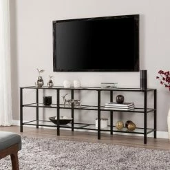 Discount ๐ TV Stands Southern Enterprises Zordon Metal And Glass TV Stand ๐งจ
