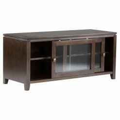 Best deal ❤️ Brooklyn & Max TV Stands Brooklyn + Max City Pine Wood Sliding Glass Door TV Media Stand 🎉