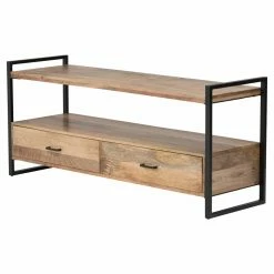 Best Pirce ⭐ Brooklyn & Max TV Stands Brooklyn + Max Cayley Solid Mango Wood 2 Drawer Industrial TV Media Stand - Natural ❤️